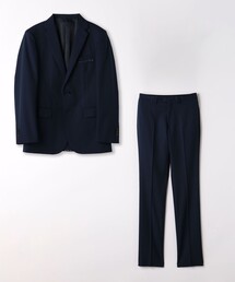 アデイインザライフ　セットアップスーツ　ノーカラー　ウォッシャブル　ネイビー　L A DAY IN THE LIFE UNITED ARROWS｜アデイインザライフ ユナイテッド