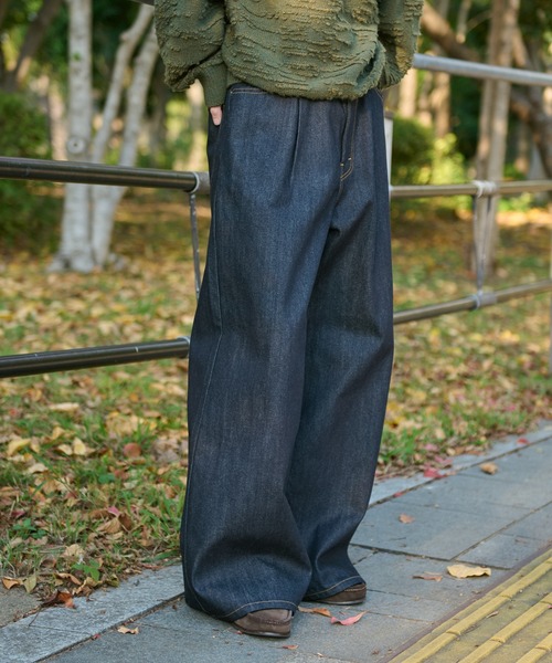 WETTEMPT(ウィテンプト)の「1 TUCK BUGGY DENIM PANTS / ワンタックバギーデニムパンツ(デニムパンツ・メンズ・ブラック/ブルー/ダークインディゴブルー・SMALL/MEDIUM/LARGE)」の14枚目の写真