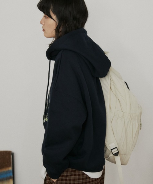 MERLOT（メルロー）の「レタリングロゴフーディー/裏起毛（パーカー・レディース・グレー/ネイビー・FREE）」の5枚目の写真