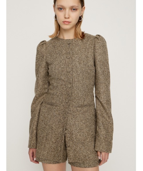 SLY(スライ)の「PUFF SLEEVE FRONT BUTTON 2P パフスリーブ フロントボタン ツーピー 秋服 冬服(セットアップ・レディース・ブラック/ベージュ・1/2)」の1枚目の写真
