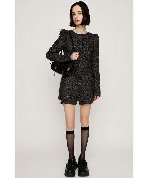 SLY(スライ)の「PUFF SLEEVE FRONT BUTTON 2P パフスリーブ フロントボタン ツーピー 秋服 冬服(セットアップ・レディース・ブラック/ベージュ・1/2)」の3枚目の写真