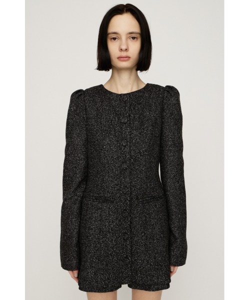 SLY(スライ)の「PUFF SLEEVE FRONT BUTTON 2P パフスリーブ フロントボタン ツーピー 秋服 冬服(セットアップ・レディース・ブラック/ベージュ・1/2)」の5枚目の写真