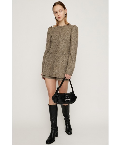 SLY(スライ)の「PUFF SLEEVE FRONT BUTTON 2P パフスリーブ フロントボタン ツーピー 秋服 冬服(セットアップ・レディース・ブラック/ベージュ・1/2)」の8枚目の写真