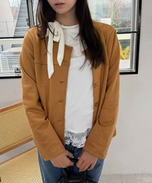 mebole（メボレ）の「スウェードノーカラージャケット（ノーカラージャケット）」