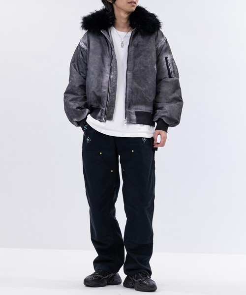 13】ヴィンテージ加工 脱着ファー フライトジャケット（MA-1）｜JOHN'S
