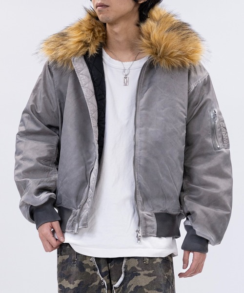 セール】【13】ヴィンテージ加工 脱着ファー フライトジャケット（MA-1