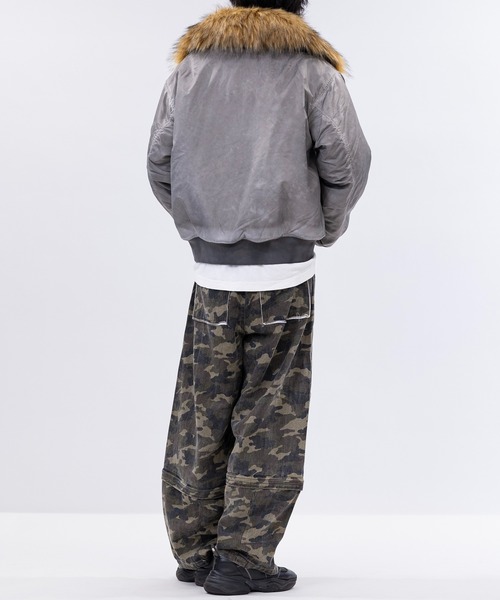 セール】【13】ヴィンテージ加工 脱着ファー フライトジャケット（MA-1