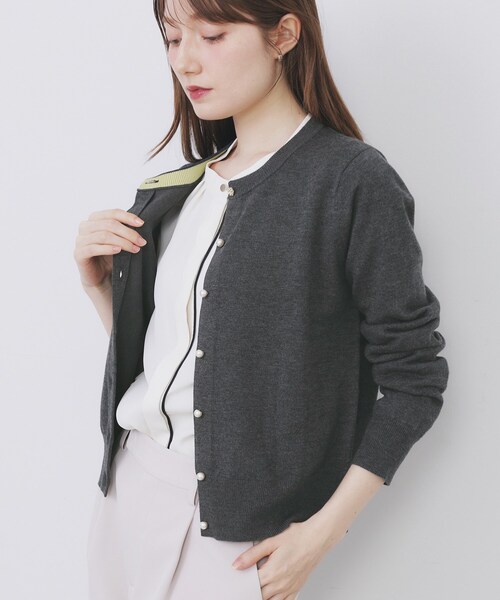 anybuyでお願い致します❢ セール】ビジュークルーネックカーディガン【洗濯機OK】《7col/XS～LL