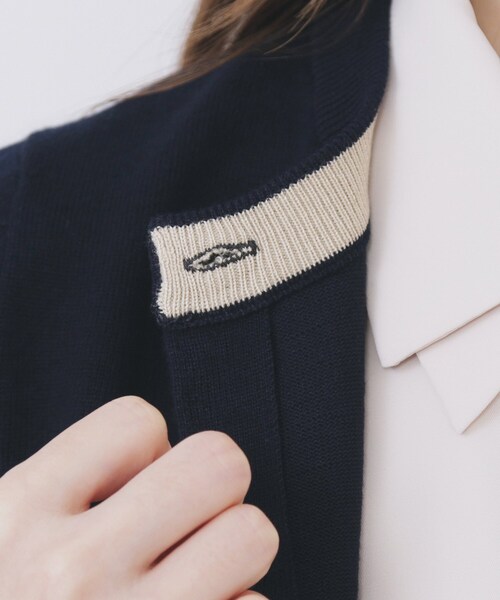 ビジュークルーネックカーディガン【洗濯機OK】《7col/XS～LL