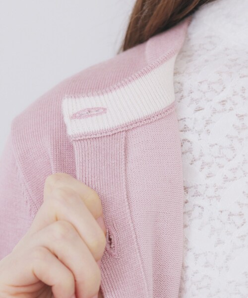 ビジュークルーネックカーディガン【洗濯機OK】《7col/XS～LL