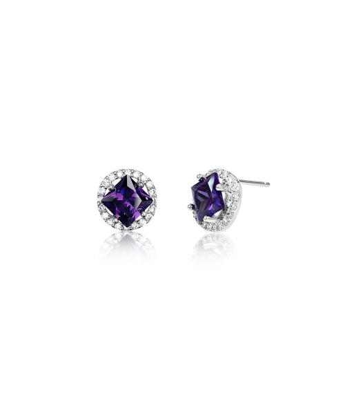 BLACKPURPLE(ブラックパープル)の「Flynn Square Cut Cubic Earrings - Purple(ピアス(両耳用)・レディース・パープル・FREE)」の2枚目の写真
