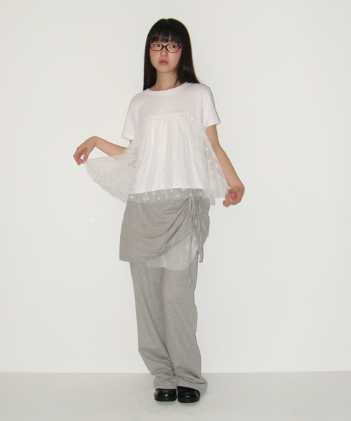 RONRON(ロンロン)の「SHEER LAYERED SHORT SLEEVE DOT WHITE(Tシャツ/カットソー・レディース・その他・FREE)」の2枚目の写真