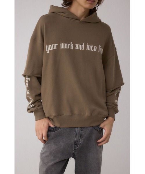 AZUL by moussy（アズールバイマウジー）の「フェイクレイヤードスウェットフーディー（パーカー・メンズ・チャコールグレー/ダークベージュ・MEDIUM/LARGE）」の20枚目の写真