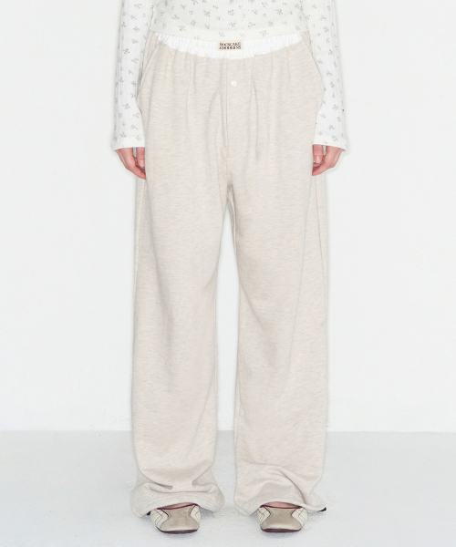 ROCKCAKE(ロックケーキ)の「Waist Layerd 2way Jogger - Oatmeal(スウェットパンツ・レディース・その他・SMALL/X-SMALL)」の1枚目の写真