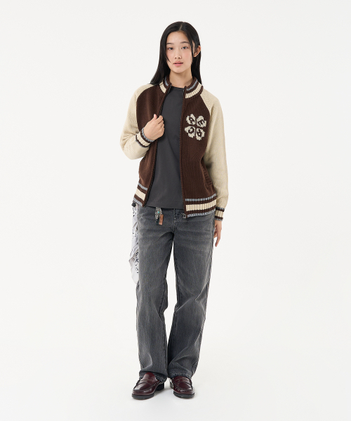 AECA（エイカ）の「AECA RAGLAN COLOR BLOCK ZIP UP KNIT-BROWN（ニット/セーター・メンズ・その他・LARGE/MEDIUM/SMALL）」の2枚目の写真