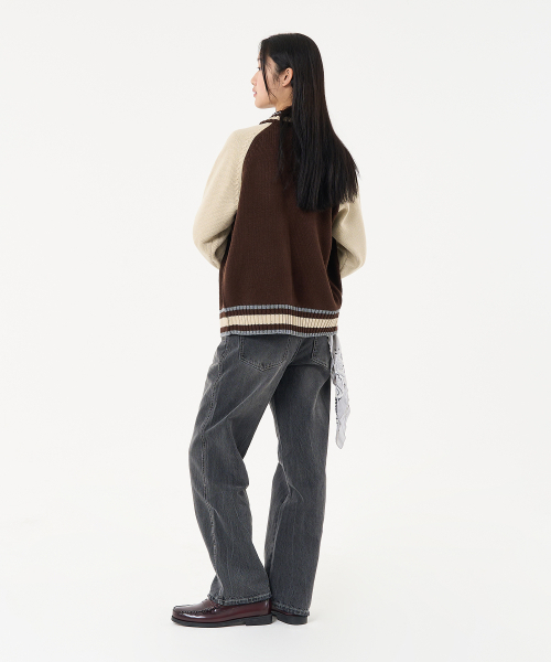 AECA（エイカ）の「AECA RAGLAN COLOR BLOCK ZIP UP KNIT-BROWN（ニット/セーター・メンズ・その他・LARGE/MEDIUM/SMALL）」の4枚目の写真