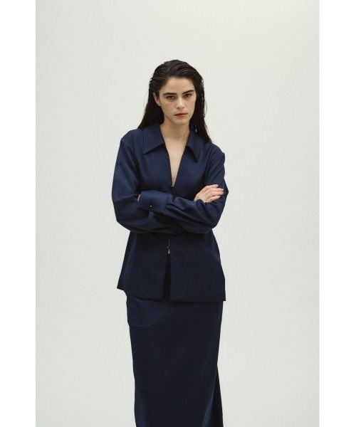 未使用級✨ RIM.ARK リムアーク リネンライク ノーカラージャケット 38 RIM.ARK(リムアーク)｜Tailored dress JK/ジャケット/ブラック