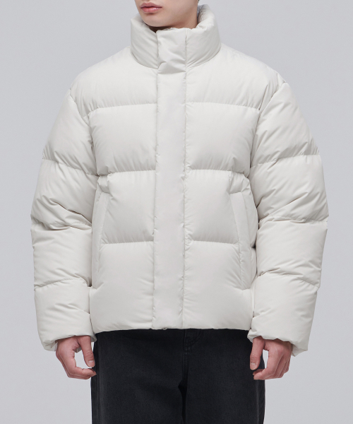 グースダウンフグショートパッド入りジャケット【ダスティクリーム】