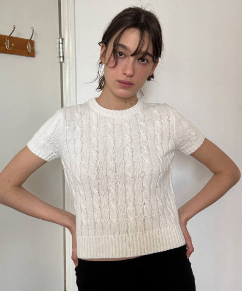 SINOON（シヌーン）の「Sinoon Logo Twisted Knit (Cream)（ニット/セーター・レディース・アイボリー・FREE）」の3枚目の写真