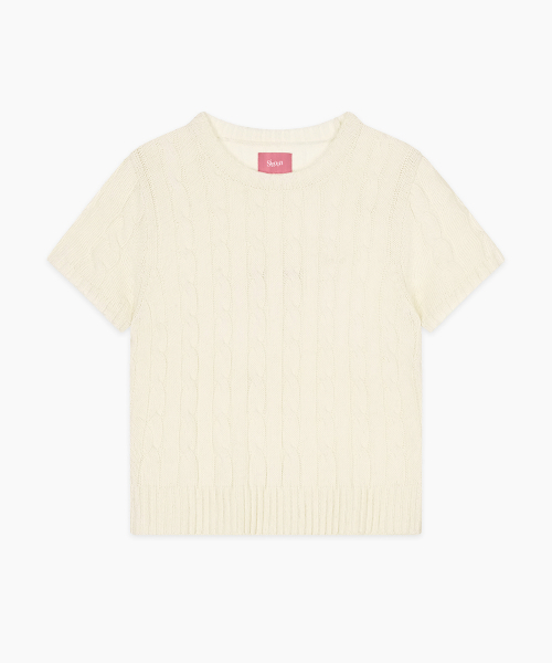 SINOON（シヌーン）の「Sinoon Logo Twisted Knit (Cream)（ニット/セーター・レディース・アイボリー・FREE）」の4枚目の写真