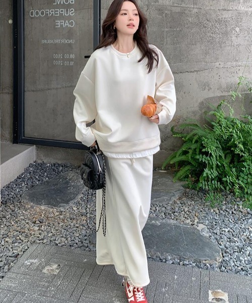 DIANTE オーバーサイズ スウェット ホワイト Foam print unisex sweat pants | DIANTÉ (ディアンテ)公式通販サイト