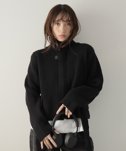 Ulysses（ユリシス）の「ベルト付きジップアップニットカーディガン（カーディガン/ボレロ・レディース・ブラック/グレー/ホワイト/ブラウン・F）」の2枚目の写真