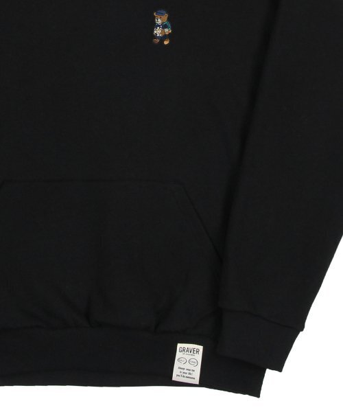 GRAVER（グレーバー）の「[UNISEX]デイジーブーケベア刺繍フードティー_ブラック（パーカー・レディース・ブラック・SMALL/MEDIUM/LARGE/X-LARGE）」の9枚目の写真