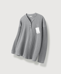 リブドヘンリーネックロングスリーブ_Gray