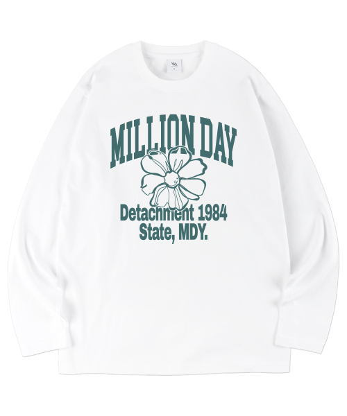 MILLION DAY(ミリオンデイ)の「DETACHMENT Long Sleeve(スウェット・レディース・ブラック/ホワイト・LARGE/X-LARGE/MEDIUM)」の1枚目の写真