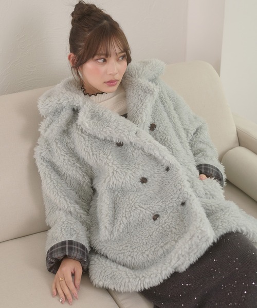 セール】poodle boa w big jacket / プードルボアWビッグジャケット