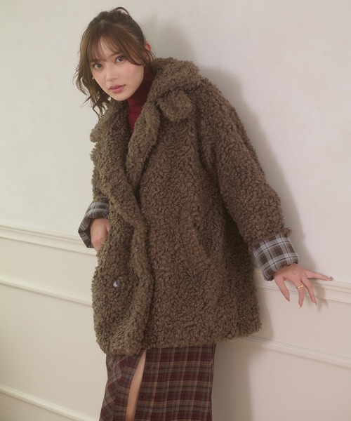 Ambre Neige（アンブルネージュ）の「poodle boa w big jacket / プードルボアWビッグジャケット（ブルゾン・レディース・ライトブルー/アイボリー/モカ/ダークブラウン・FREE）」の22枚目の写真