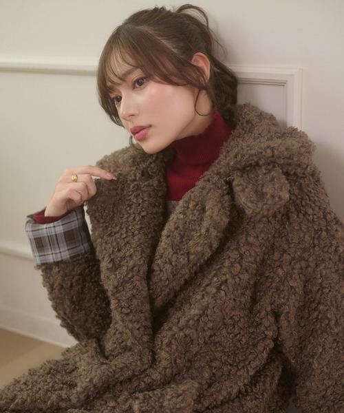 Ambre Neige（アンブルネージュ）の「poodle boa w big jacket / プードルボアWビッグジャケット（ブルゾン・レディース・ライトブルー/アイボリー/モカ/ダークブラウン・FREE）」の20枚目の写真