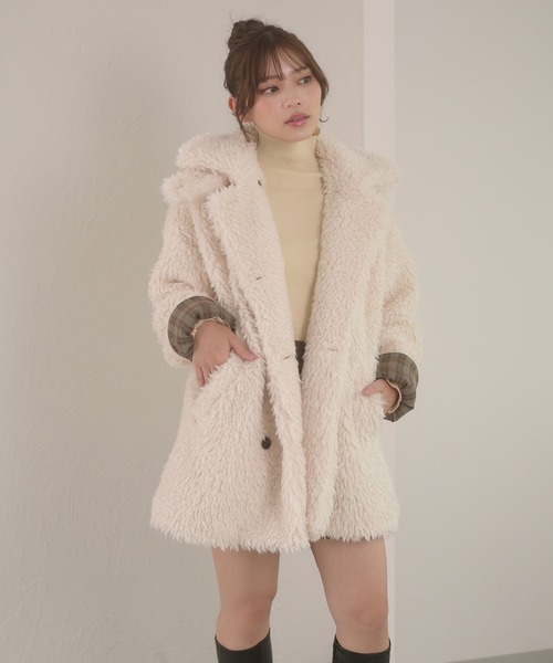 Ambre Neige（アンブルネージュ）の「poodle boa w big jacket / プードルボアWビッグジャケット（ブルゾン・レディース・ライトブルー/アイボリー/モカ/ダークブラウン・FREE）」の11枚目の写真
