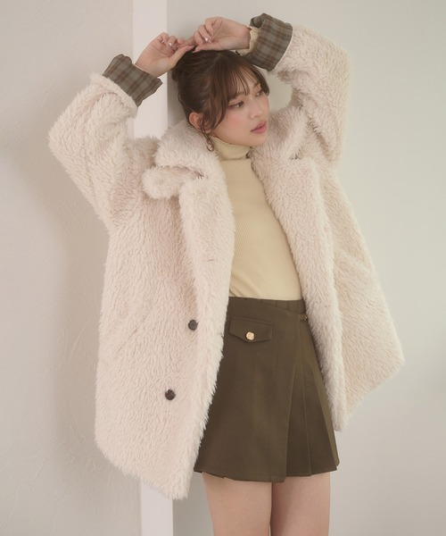 Ambre Neige（アンブルネージュ）の「poodle boa w big jacket / プードルボアWビッグジャケット（ブルゾン・レディース・ライトブルー/アイボリー/モカ/ダークブラウン・FREE）」の14枚目の写真