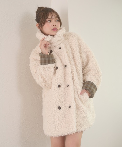 Ambre Neige（アンブルネージュ）の「poodle boa w big jacket / プードルボアWビッグジャケット（ブルゾン・レディース・ライトブルー/アイボリー/モカ/ダークブラウン・FREE）」の5枚目の写真