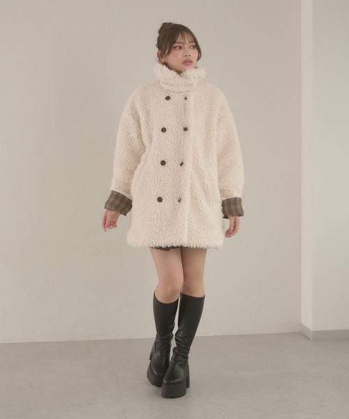 Ambre Neige（アンブルネージュ）の「poodle boa w big jacket / プードルボアWビッグジャケット（ブルゾン・レディース・ライトブルー/アイボリー/モカ/ダークブラウン・FREE）」の15枚目の写真