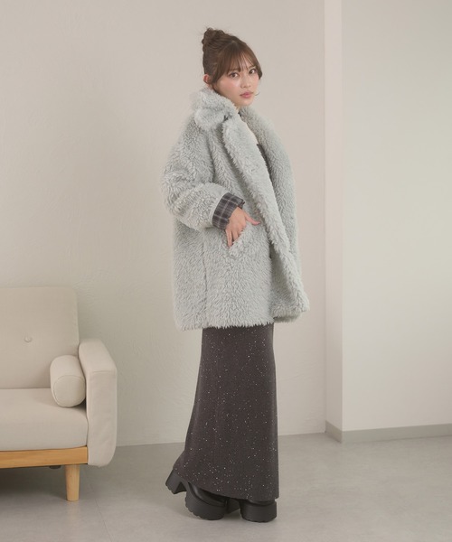 セール】poodle boa w big jacket / プードルボアWビッグジャケット