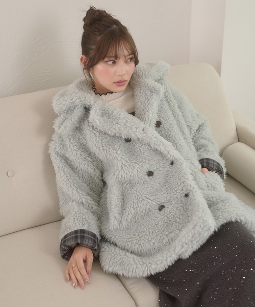 セール】poodle boa w big jacket / プードルボアWビッグジャケット