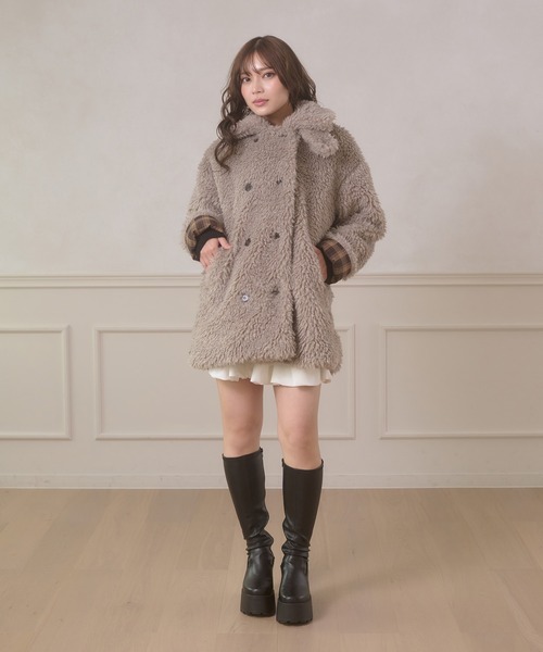 セール】poodle boa w big jacket / プードルボアWビッグジャケット