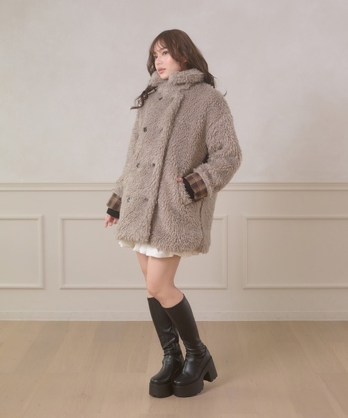 セール】poodle boa w big jacket / プードルボアWビッグジャケット