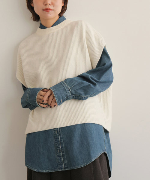 JOURNAL STANDARD relume（ジャーナルスタンダード　レリューム）の「《追加2》ハミルトンウール畔ベスト（ベスト・レディース・グレー/ネイビー/ホワイト・FREE）」の2枚目の写真