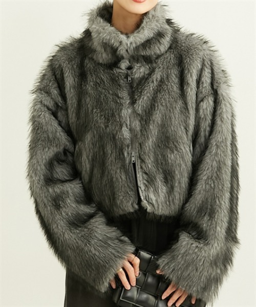 nissen（ニッセン）の「フェイクファージャケット（その他アウター・レディース・グレー/ブラウン・フリー）」の2枚目の写真