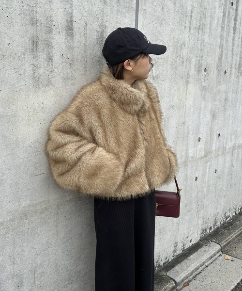 nissen（ニッセン）の「フェイクファージャケット（その他アウター・レディース・グレー/ブラウン・フリー）」の8枚目の写真