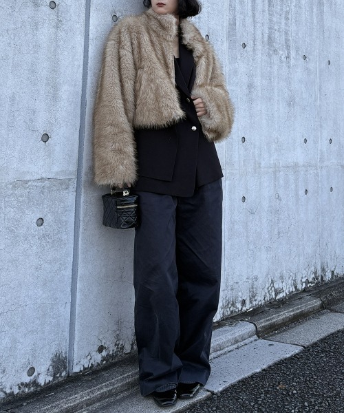 nissen（ニッセン）の「フェイクファージャケット（その他アウター・レディース・グレー/ブラウン・フリー）」の3枚目の写真