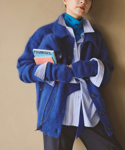 Spick & Span（スピックアンドスパン）の「a&m アルパカミックスポロシャツニット（ニット/セーター・レディース・グレー/イエロー/ブルー系その他・FREE）」の2枚目の写真