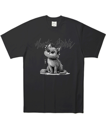 フェイマスキャット アッシュグレーTシャツ ブラック
