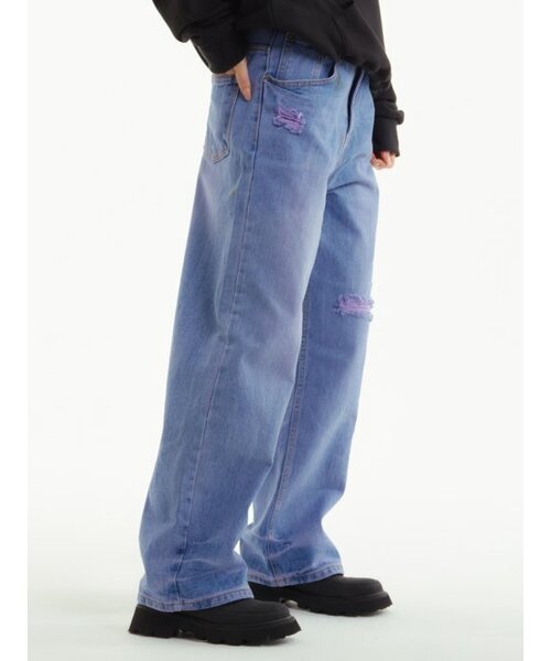 UNKNOWN PLANET(アンノウンプラネット)の「ワイドスリットデストロイドダイングパンツ(デニムパンツ・レディース・その他・LARGE/MEDIUM/SMALL/X-SMALL)」の2枚目の写真