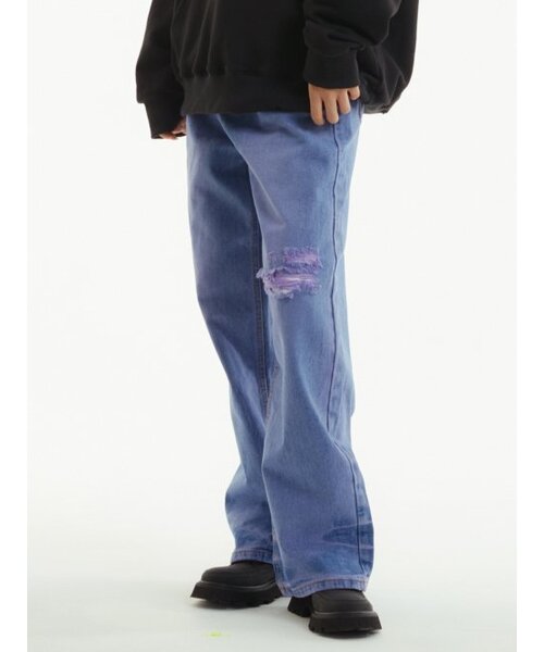 UNKNOWN PLANET(アンノウンプラネット)の「ワイドスリットデストロイドダイングパンツ(デニムパンツ・レディース・その他・LARGE/MEDIUM/SMALL/X-SMALL)」の3枚目の写真