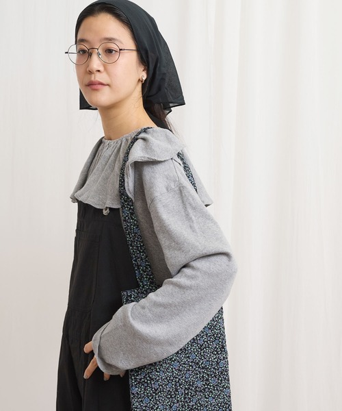 fig Ｌondon（フィグロンドン）の「ZIM tereko frill pullover（Tシャツ/カットソー・レディース・グレー/ブラック/ホワイト・FREE）」の5枚目の写真