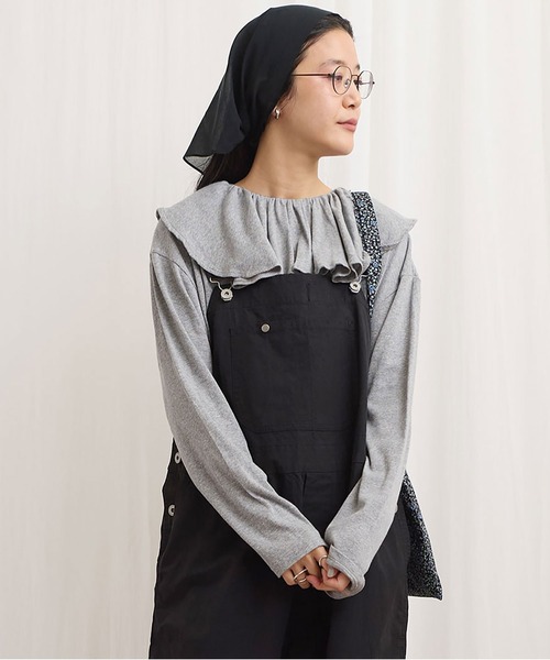 fig Ｌondon（フィグロンドン）の「ZIM tereko frill pullover（Tシャツ/カットソー・レディース・グレー/ブラック/ホワイト・FREE）」の4枚目の写真